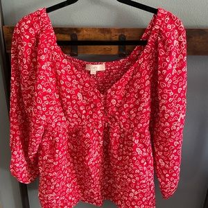 The LOFT off the should red heart top